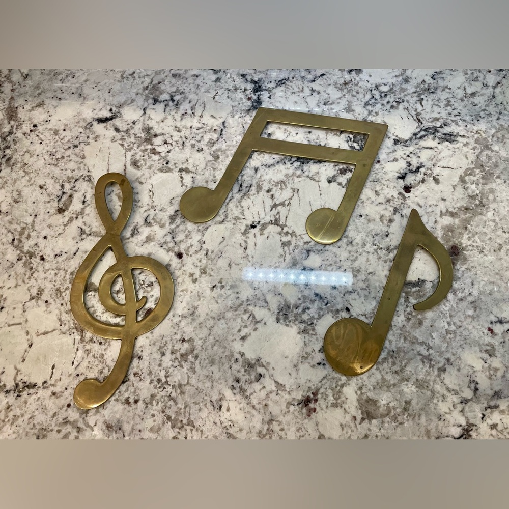 Vintage Brass Music Note Wall Accents - Treble Clef & Notes 🎶